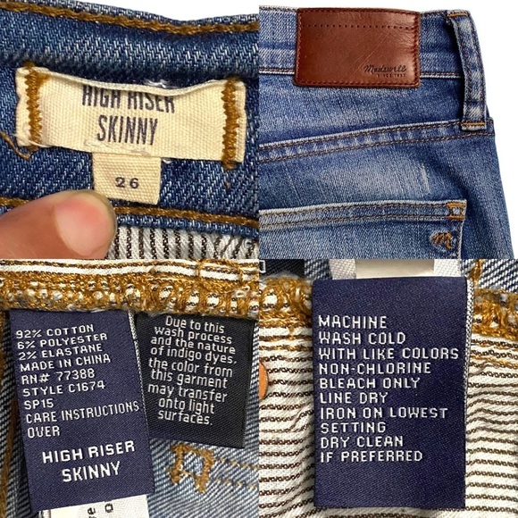 Madewell High Riser Skinny Stretch Jeans Distressed Whiskering Fading 26 - Picture 3 of 15